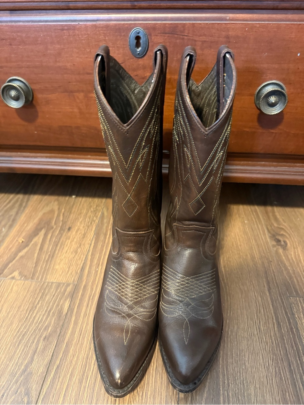 Frye Brown Leather Women's Western Heeled Boots